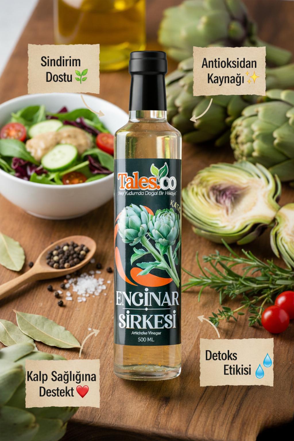 Doğal Fermantasyon Enginar Sirkesi 500 ml – Katkısız ve Filtresiz