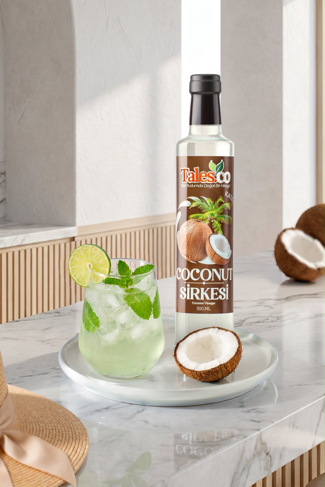 Doğal Fermantasyon Hindistan Cevizi (Coconut) Sirkesi 500 ml – Filtresiz ve Katkısız